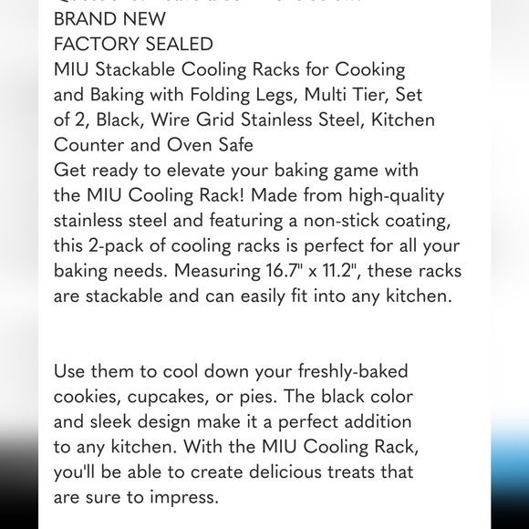 MIU Foldable & stackable Cooling Rack, 2-pack - Picture 5 of 5